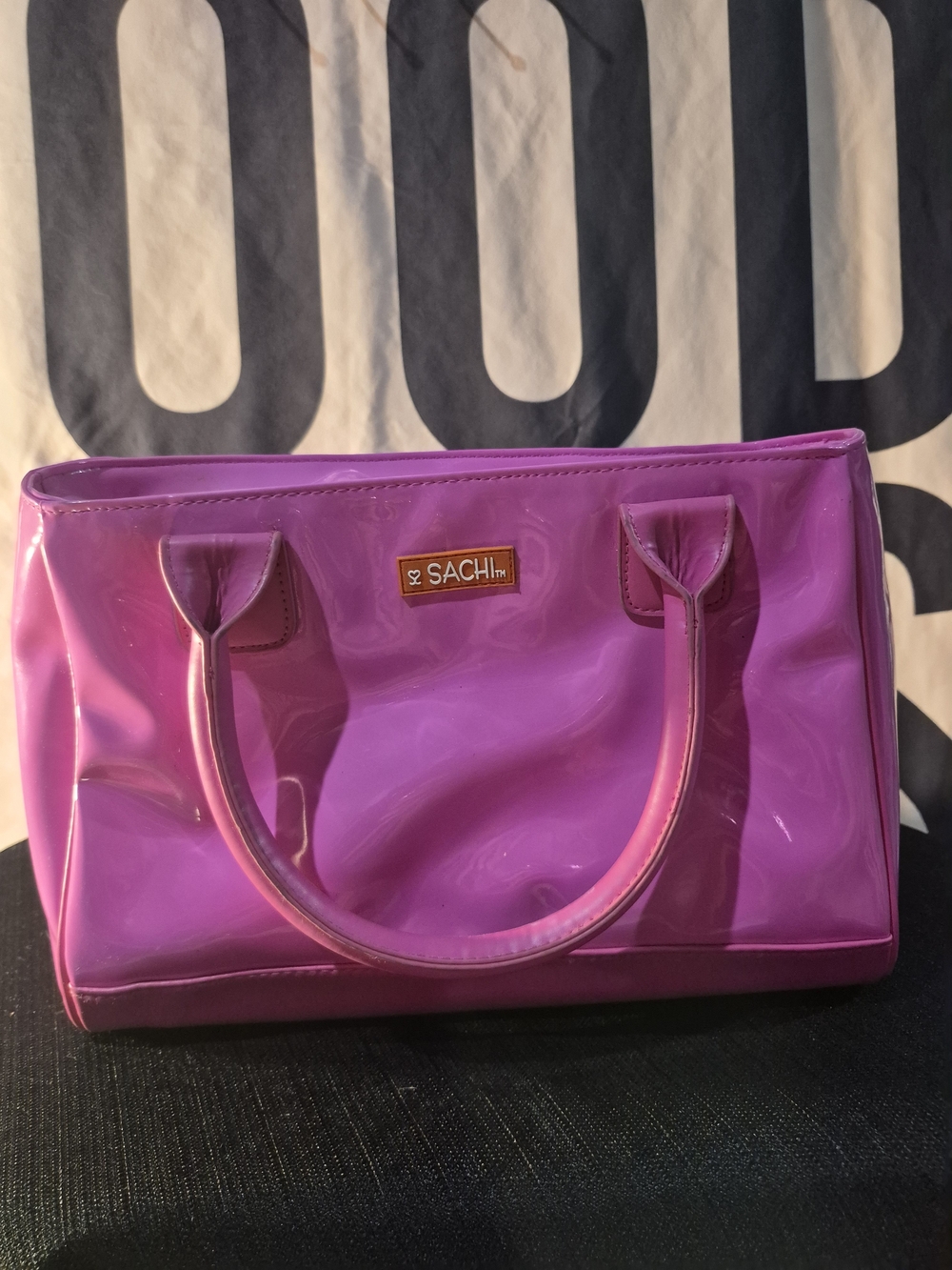 SACHI Vibrant Pink Patent Tote